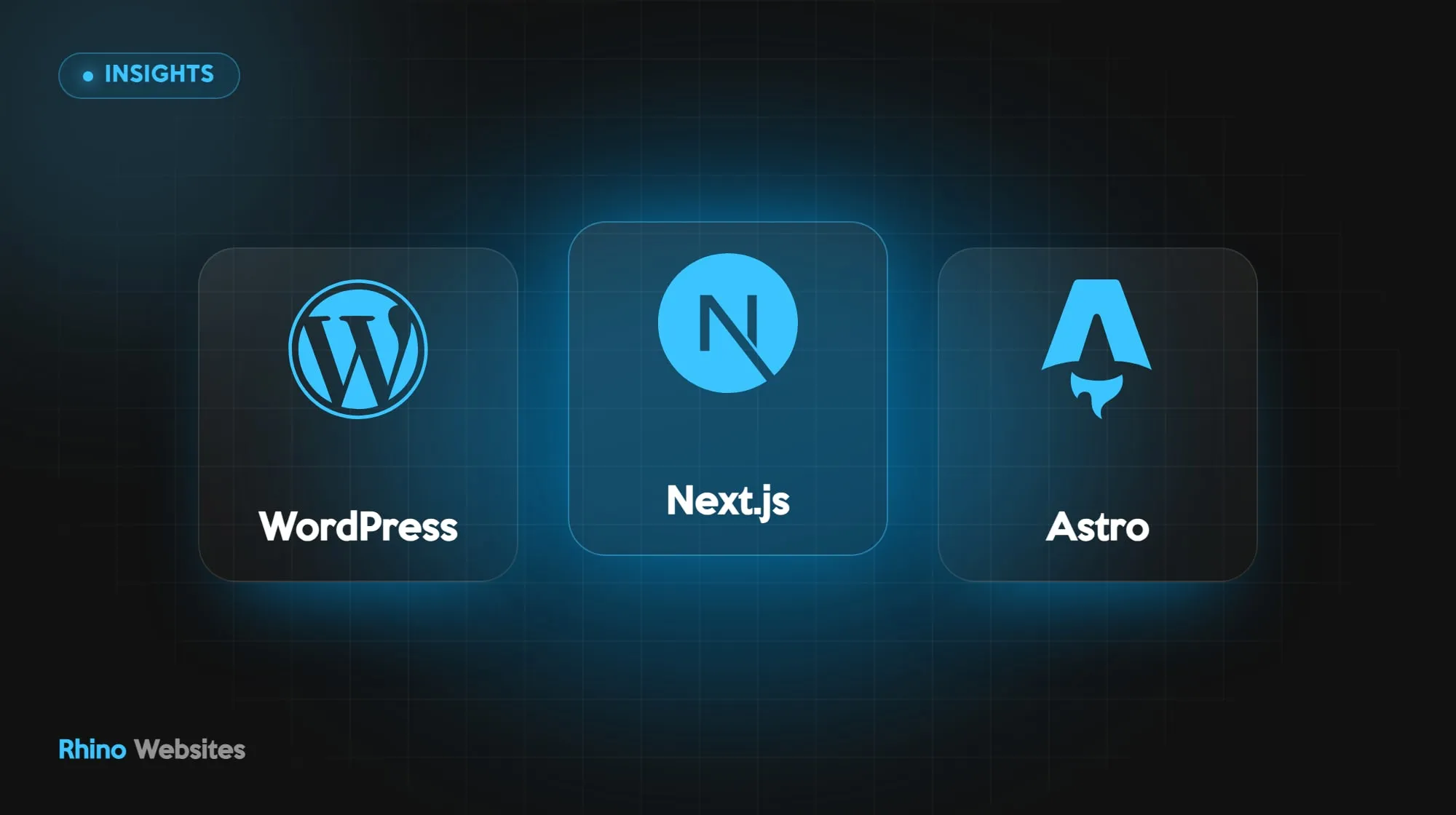WordPress, Next.js and Astro logos compared for business websites